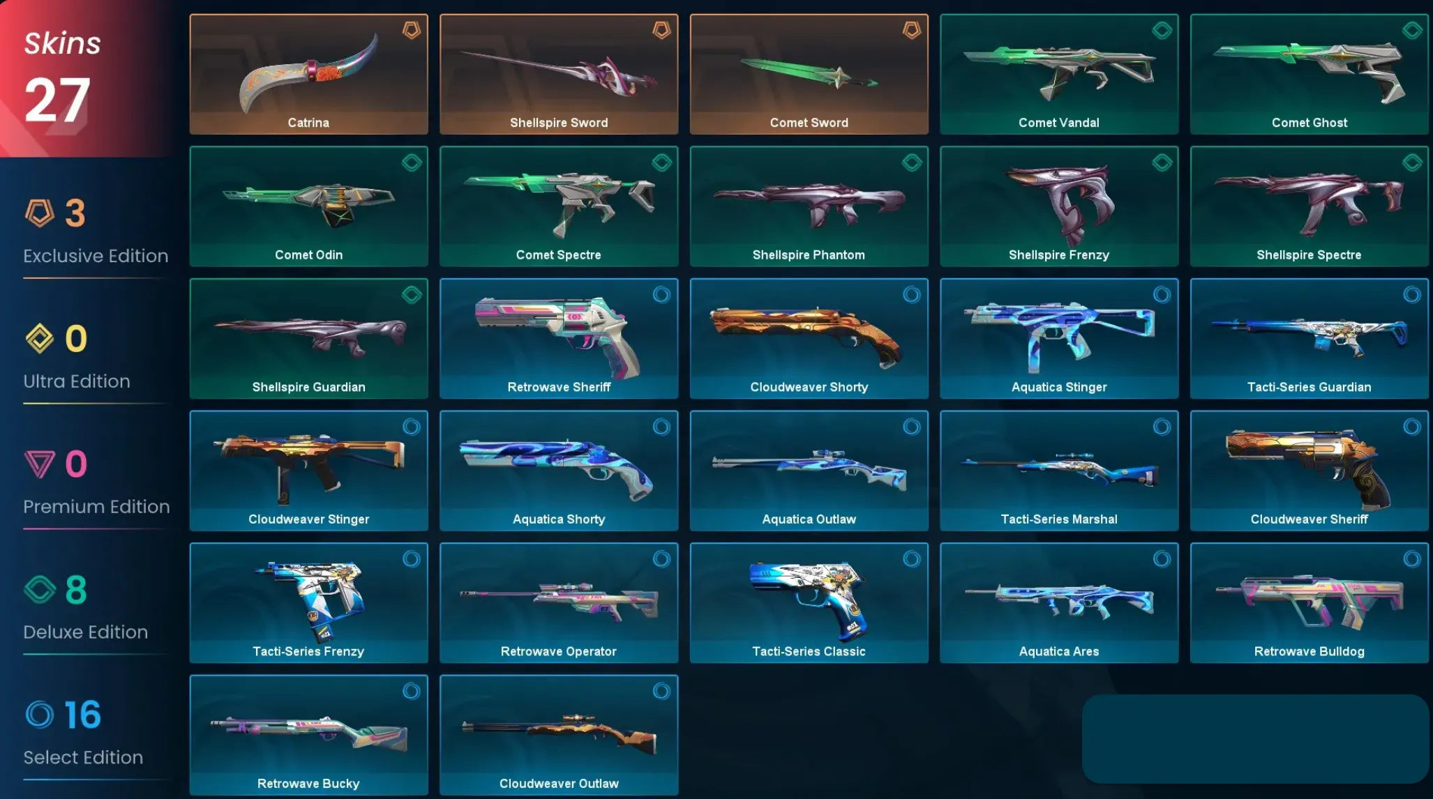 VALORANT | Comet Sword | Catrina | Shellspire Sword | 27 skins | 79 LVL | Warranty | Gift